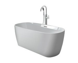 Primo 59x30 Freestanding Soaking Bath in White with Round Tub Filler