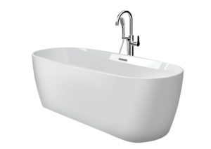 Primo 67x31 Freestanding Soaking bath in White with Chrome Round Tub Filler