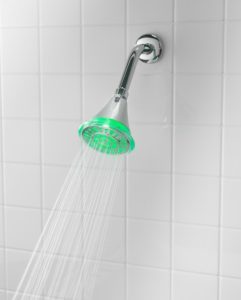 LED Chrome Wall-Mount Showerhead with Green LED lighting