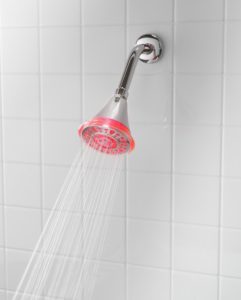 LED Chrome Wall-Mount Showerhead with Red LED lighting