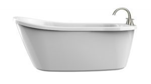 Piccolo Freestanding Bath in White With brushed Nickel Faucet